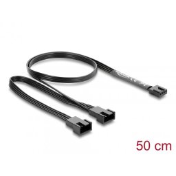 Cablu alimentare ventilator Y 4 pini PWM la 2 x 4 pini PWM M-T 50cm Negru, Delock 84543