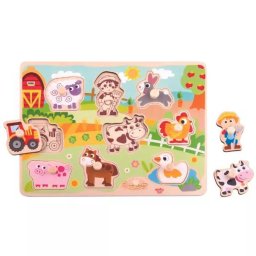 Tooky Toy: Puzzle din lemn cu forme - Ferma