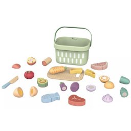 Tooky Toy: Set de alimente, cu coș, lemn - 31 piese