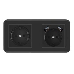 Priza Techstar® PCU2, Dubla, 2 x USB, 2.1 A, Culoare Negru, Policarbonat, 16A