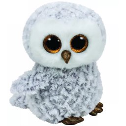 Bufnita de plus TY Owlette alba, 24 cm, jucarie moale pentru copii