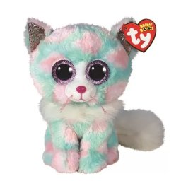 Pisicuta de plus TY Opal Pastel 24 cm, moale si multicolora