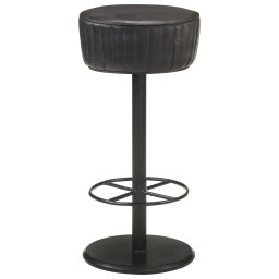 Scaun de bar, negru, piele naturala GartenMobel Dekor