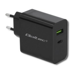 Incarcator Retea Qoltec 51717, 45W, 5-20V, 2.25-3A, USB tip C PD, USB, Negru