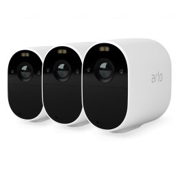 Set 3 camere de securitate pentru exterior Arlo Essential VMC2330-100EUS, 2MP, Wi-Fi, Google Assistant, Alexa, wstatie de baza nu este inclusa, Alb