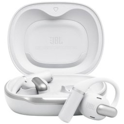 Casti Alergare Open-Ear JBL Sense Pro, True Wireless, Bluetooth, Hi-Res Audio, 4 microfoane, Multipoint, Autonomie 38 ore, Alb