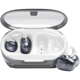 Casti Open-Ear JBL Soundgear Clips, True Wireless, Bluetooth, 4 microfoane, Multipoint, Autonomie 32 ore, IP54, Alb