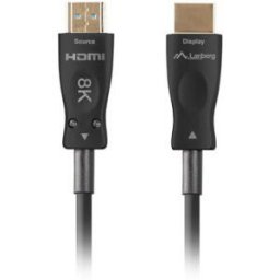 Cablu video Lanberg CA-HDMI-30FB-1000-BK, HDMI Male - HDMI Male, v2.1, Optical active, 100 m, Negru