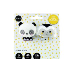 Set 2 zornaitori GaGaGu - Maimutica si ursulet panda, Alb-Negru