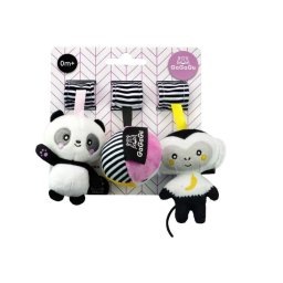 Set 3 jucarii GaGaGu - Maimutica, ursulet panda si minge, Multicolor