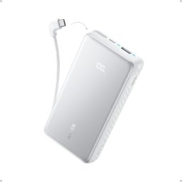 Baterie externa Anker Zolo 20.000 mAh, 22.5W, cablu USB-C inclus, USB-C, USB-A, Alb
