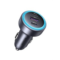 Incarcator auto Ugreen 30W PD, 2x USB-C, 1x USB-A, Incarcare rapida, Gri