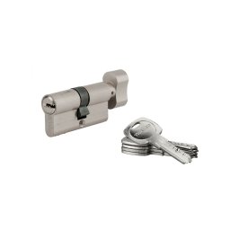 Cilindru 30 x 30 mm cu buton, standard, 5 chei plate reversibile, finisaj nichelat, SP