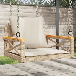 Gossi banca de balansoar cu perne, bej, 63x62x40 cm, poliratan