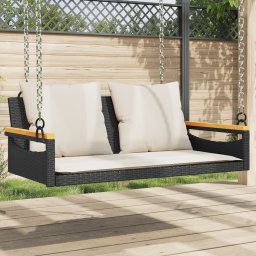 Gossi banca de balansoar cu perne, negru, 109x62x40 cm, poliratan