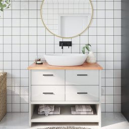 Gossi blat de baie, maro deschis, 100x60x2 cm, lemn masiv tratat