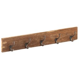 Gossi cuier de hol cu 5 carlige, 100x2,5x15 cm, lemn masiv reciclat