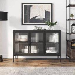 Gossi dulap, negru, 105x35x70 cm, sticla si otel