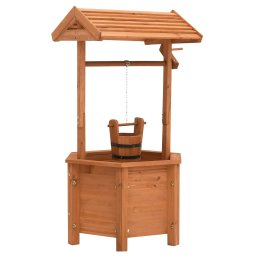 Gossi jardiniera tip fantana pentru gradina, 40x40x84 cm, lemn brad