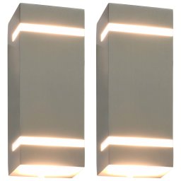 Gossi lampi de perete de exterior 2 buc. argintiu 35 w dreptunghiular