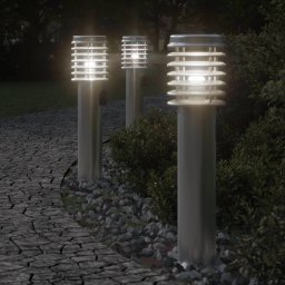 Gossi lampi de podea de exterior 3 buc argintiu 60 cm otel inoxidabil