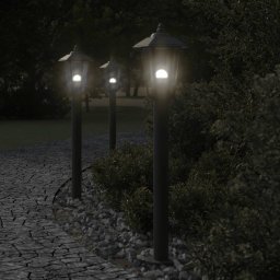 Gossi lampi de podea de exterior 3 buc. negru 80 cm otel inoxidabil