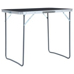 Gossi masa de camping pliabila cu cadru metalic, gri, 80 x 60 cm