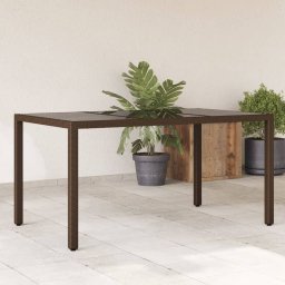Gossi masa de gradina cu blat din sticla maro 150x90x75 cm, poliratan