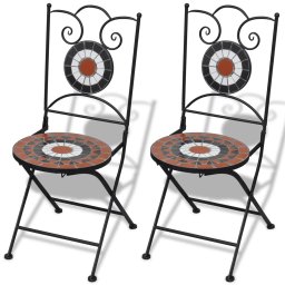 Gossi scaune bistro pliante, 2 buc., caramiziu si alb, ceramica