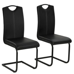 Gossi scaune de bucatarie consola, 2 buc., negru, piele ecologica