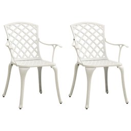 Gossi scaune de gradina, 2 buc., alb, aluminiu turnat