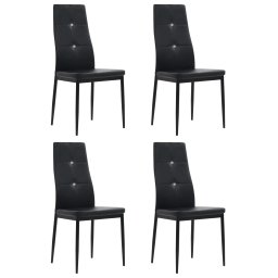 Gossi scaune de sufragerie, 4 buc., negru, piele ecologica
