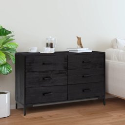 Gossi servanta, negru, 110x35x70 cm, lemn masiv de pin reciclat