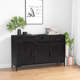 Gossi servanta, negru, 110x35x70 cm, lemn masiv de pin reciclat