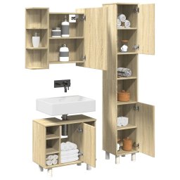 Gossi set mobilier de baie, 3 piese, stejar sonoma, lemn prelucrat