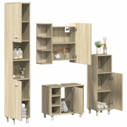 Gossi set mobilier de baie, 4 piese, stejar sonoma, lemn prelucrat