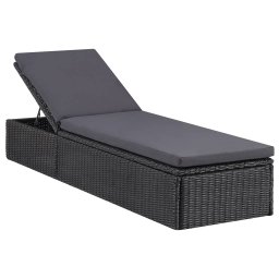 Gossi sezlong, negru si gri inchis, poliratan