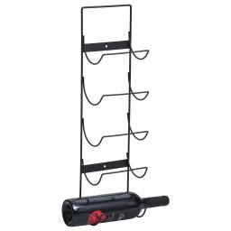 Gossi suport sticle de vin montat pe perete, 5 sticle, negru, fier