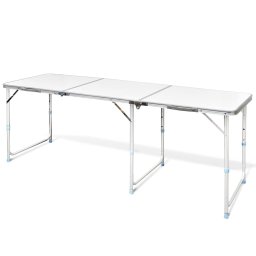 Masa camping din aluminiu reglabila 180 x 60 cm