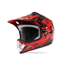 Casca de protectie pentru copii BRO Kimo Cross cu ventilatie si vizor reglabil, rosie