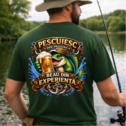 Tricou personalizat pescar , zPescuiesc din pasiune, beau din experienta, cu nume