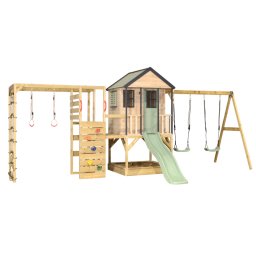 Casuta de gradina pastel green adventure cottage cu platforma, tobogan, leagan dublu si modul sport (m60pgn_g), wendi toys