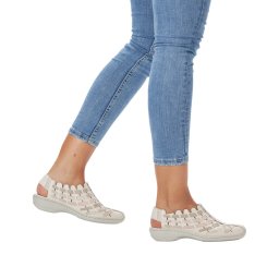 Pantofi dama casual, Rieker 413V8-60 din piele naturala, roz prafuit