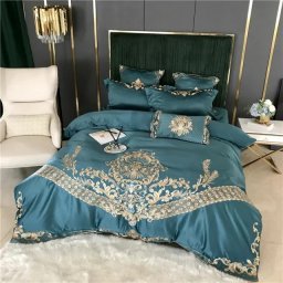 Lenjerie Luxury „Exquisite Gold Royal” brodată – Bumbac 100% TC 400