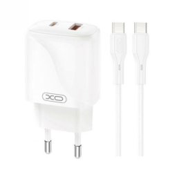 Incarcator priza USB-A + USB-C 20W + cablu USB type C Alb, XO L158