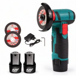 Mini polizor unghiular 20cm de 12V putere 750W cu 19500 rpm 2 Discuri 76 mm 2 Acumulatori