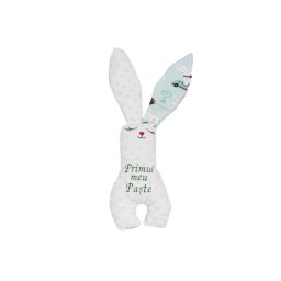 Pachet cadou bebelusi Iepuras Paste plus alb si set 3x scutece finet albe
