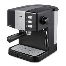 Espressor HEM-850BKSL, 850 W, 1.5 L, 15 bar, filtru dublu din inox, Negru/Argintiu