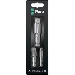 Set 3 adaptoare pentru chei tubulare 870/4/7 Set A, Hex 1/4 la patrat 1/4,3/8,1/2