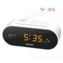 Radio cu ceas FM SRC 3100 Sencor, display 0.9 inch, cu proiectie si alarma duala, alb